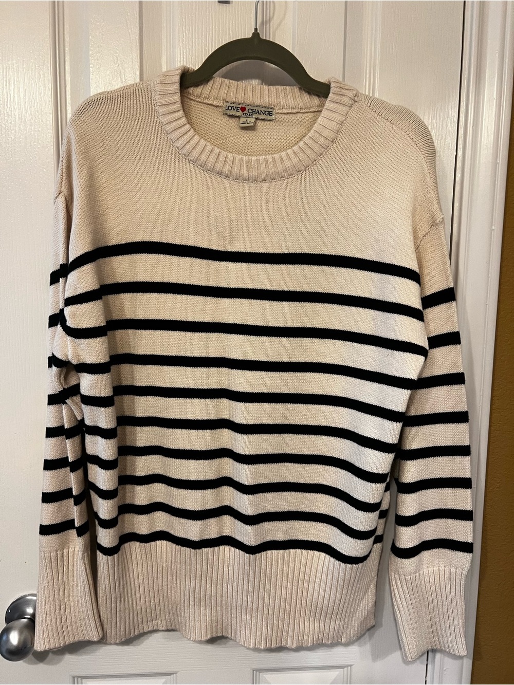 Love Change Italy Striped Oversized Sweater Cream Black Size L